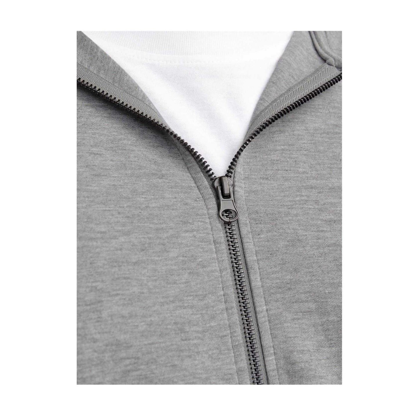 Grey Melange - Side - Jack And Jones Mens Big & Tall Full Zip Hoodie