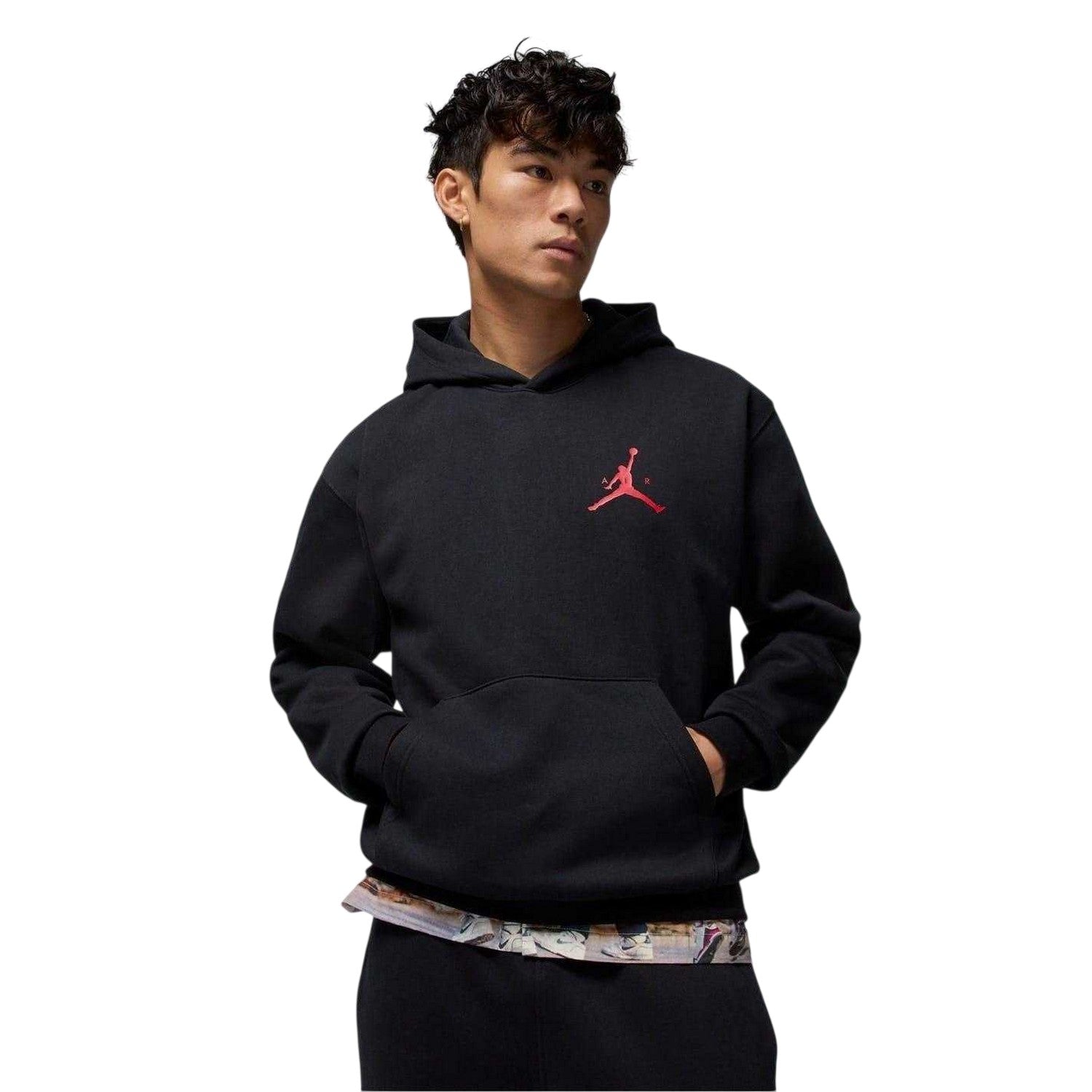 Black-Red - Front - Nike Mens Air Jordan Jumpman Pullover Hoodie