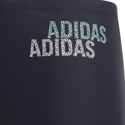 Navy - Side - Adidas Boys Logo Swim Briefs