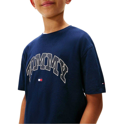 Navy - Side - Tommy Hilfiger Childrens-Kids Varsity T-Shirt