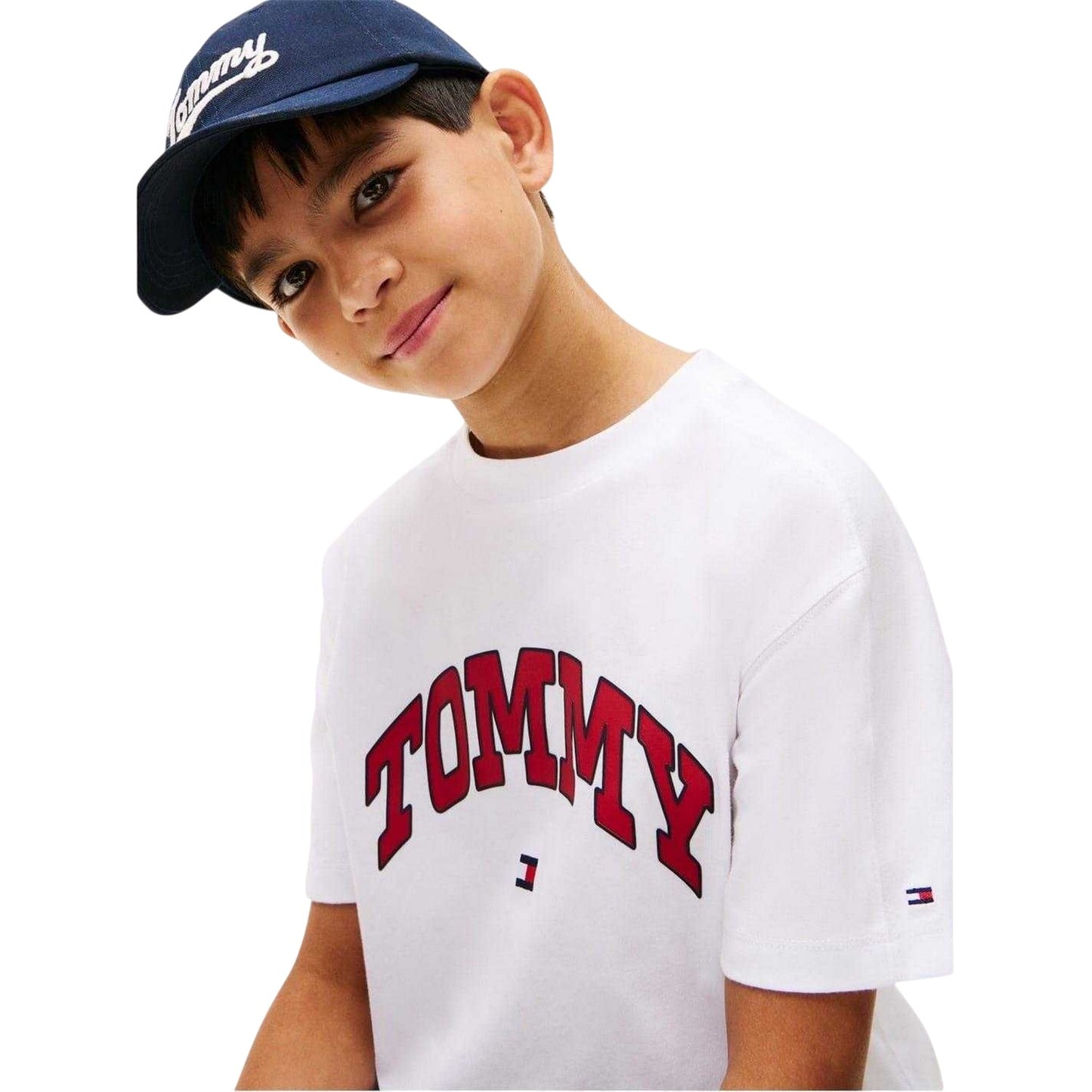 White - Side - Tommy Hilfiger Childrens-Kids Varsity T-Shirt