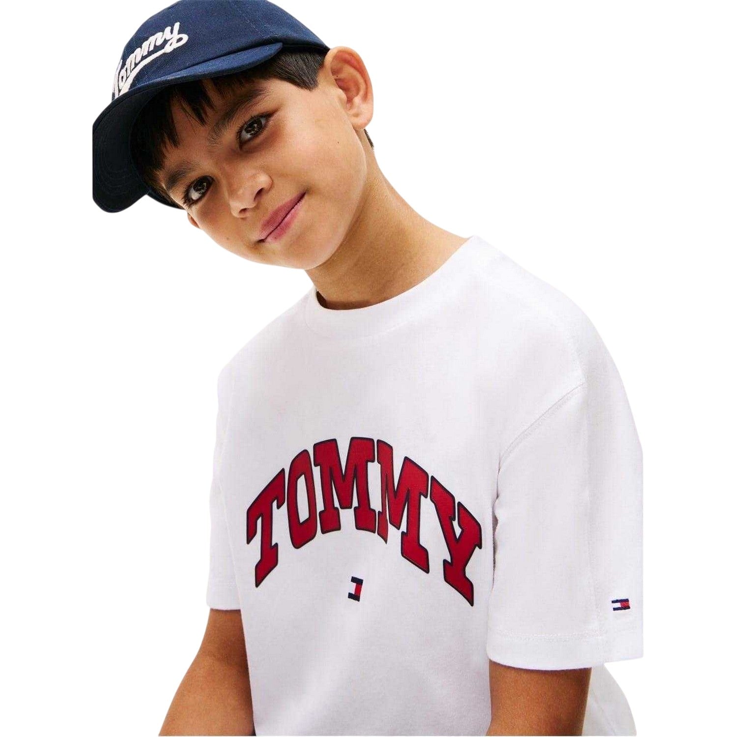 White - Side - Tommy Hilfiger Childrens-Kids Varsity T-Shirt