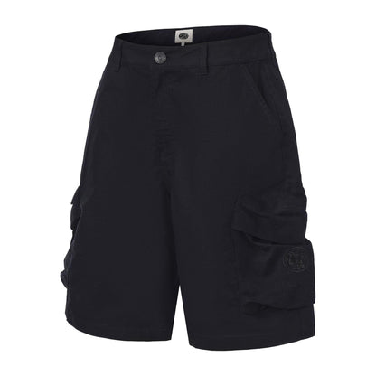 Black - Side - Pretty Green Mens Cotton Reinforced Tailored Casual Cargo Shorts