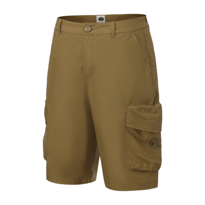 Khaki Green - Side - Pretty Green Mens Cotton Reinforced Tailored Casual Cargo Shorts