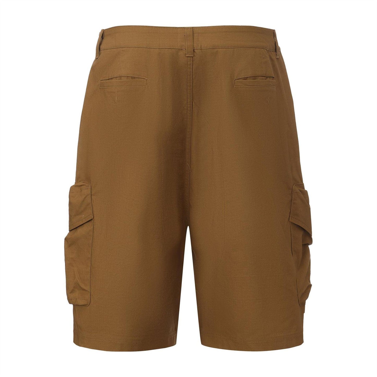 Brown - Back - Pretty Green Mens Cotton Reinforced Tailored Casual Cargo Shorts