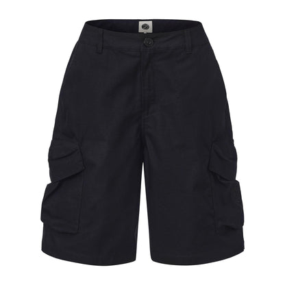 Black - Front - Pretty Green Mens Cotton Reinforced Tailored Casual Cargo Shorts