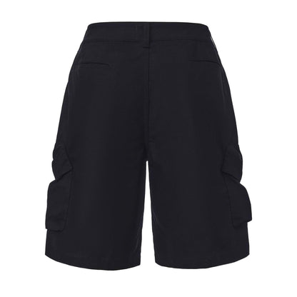 Black - Back - Pretty Green Mens Cotton Reinforced Tailored Casual Cargo Shorts