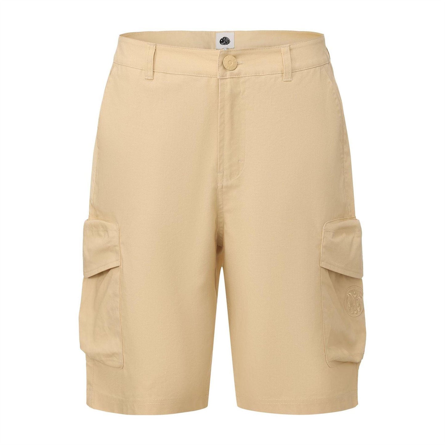 Beige - Front - Pretty Green Mens Cotton Reinforced Tailored Casual Cargo Shorts