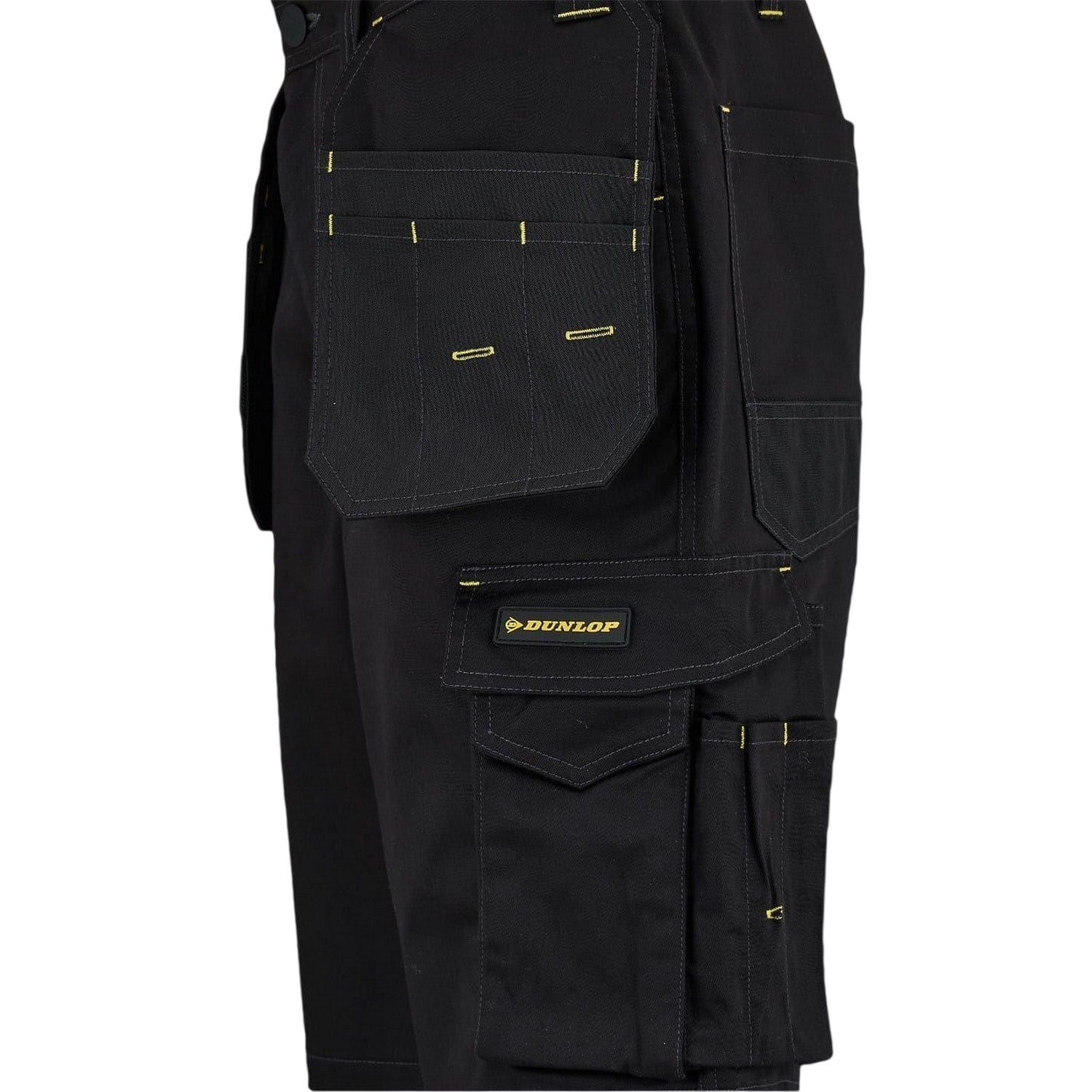 Black - Side - Dunlop Mens On Site Work Shorts