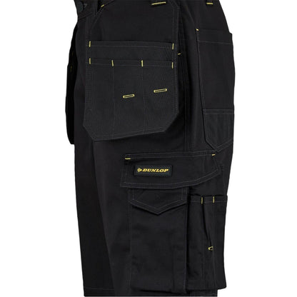 Black - Side - Dunlop Mens On Site Work Shorts