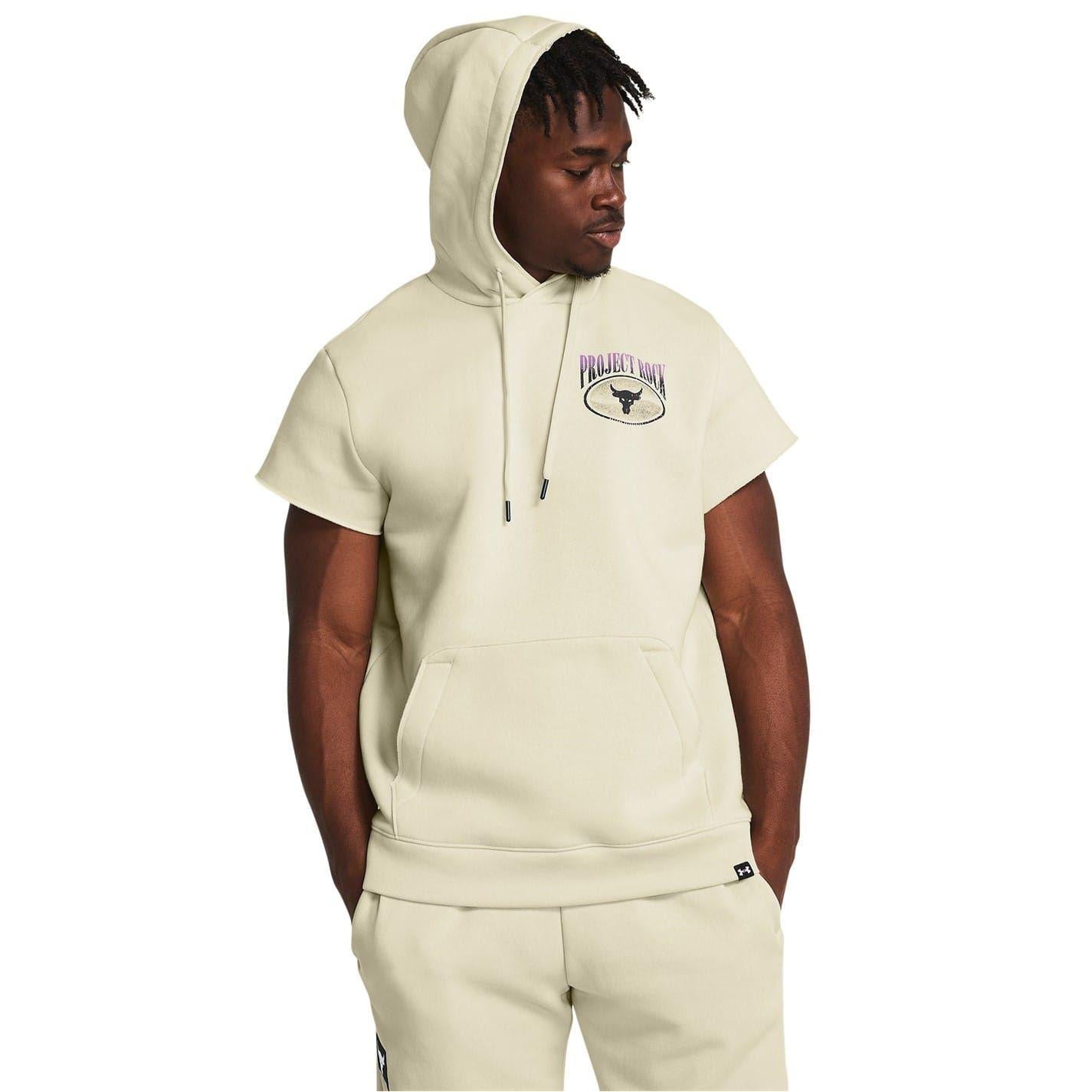 Brown - Side - Under Armour Mens Project Rock Short-Sleeved Hoodie