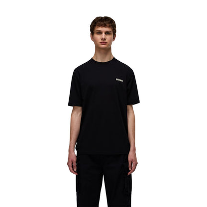 Black Beauty - Side - Napapijri Mens Box Logo Cotton T-Shirt