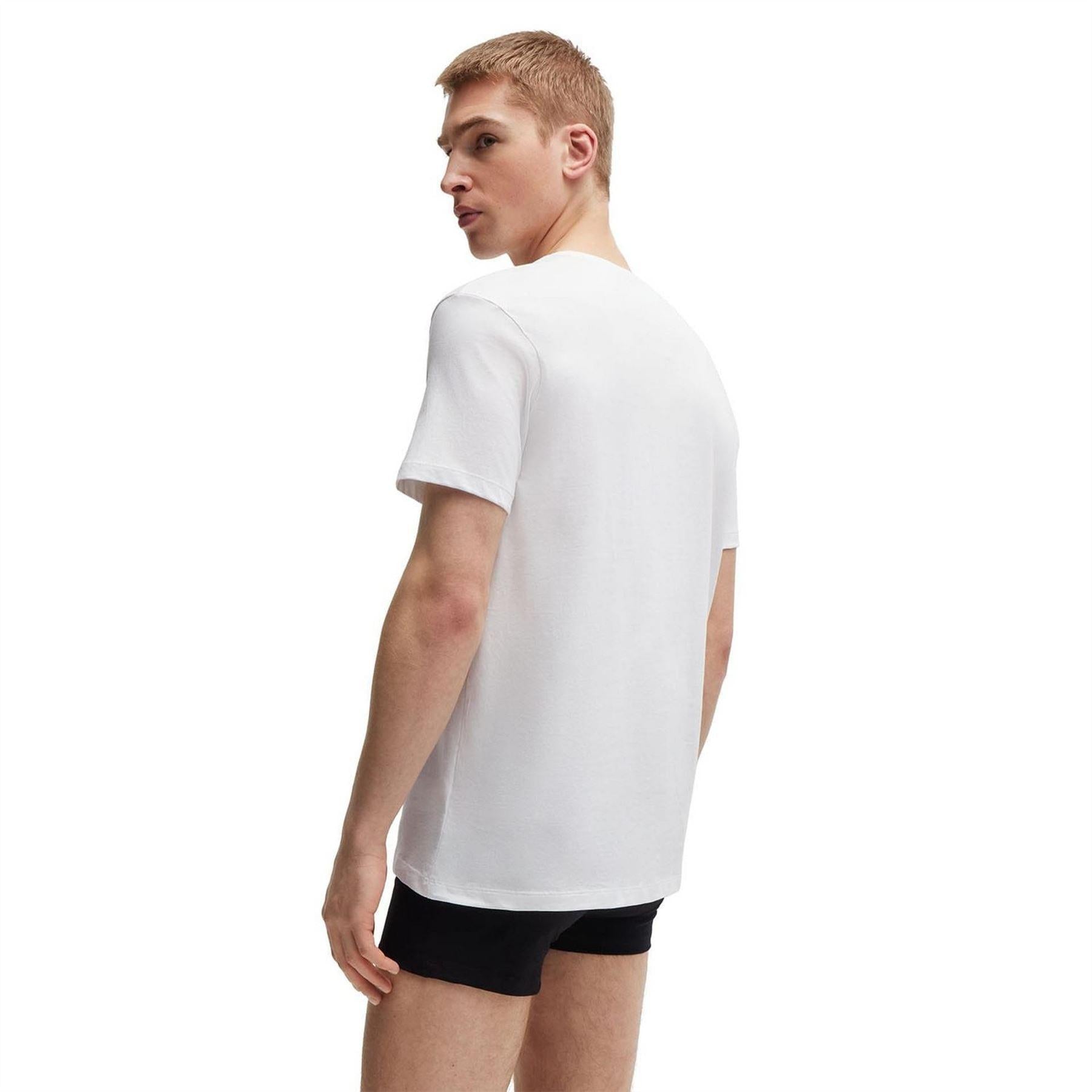 White - Side - Boss Mens Cotton T-Shirt (Pack of 2)