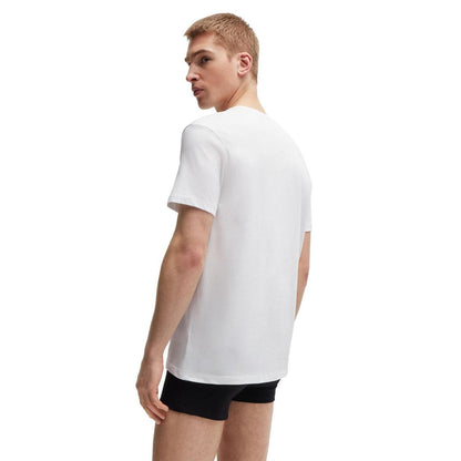 White - Side - Boss Mens Cotton T-Shirt (Pack of 2)