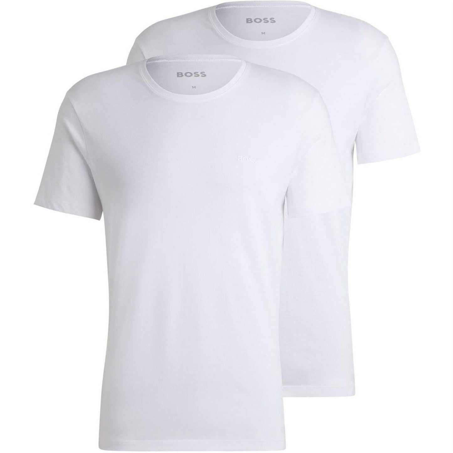 White - Front - Boss Mens Cotton T-Shirt (Pack of 2)