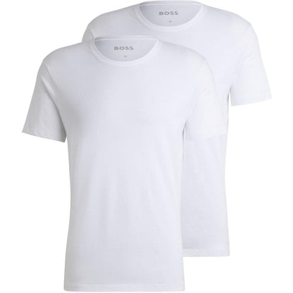 White - Front - Boss Mens Cotton T-Shirt (Pack of 2)