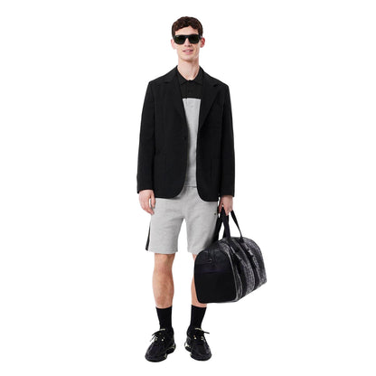 Grey - Side - Lacoste Mens Fleece Colour Block Regular Shorts