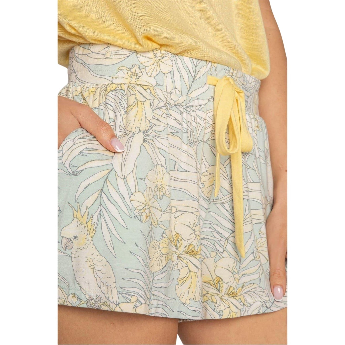 Mint - Side - PJ Salvage Womens-Ladies Tropical Relaxed Fit Shorts