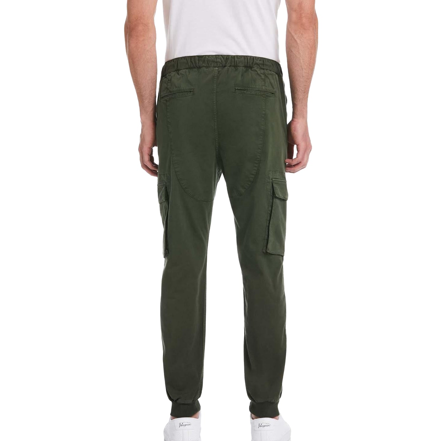 Green - Back - Original Penguin Mens Drawstring Tapered Cargo Trousers