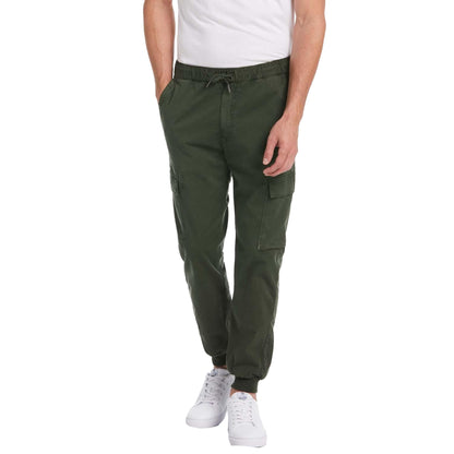 Green - Front - Original Penguin Mens Drawstring Tapered Cargo Trousers