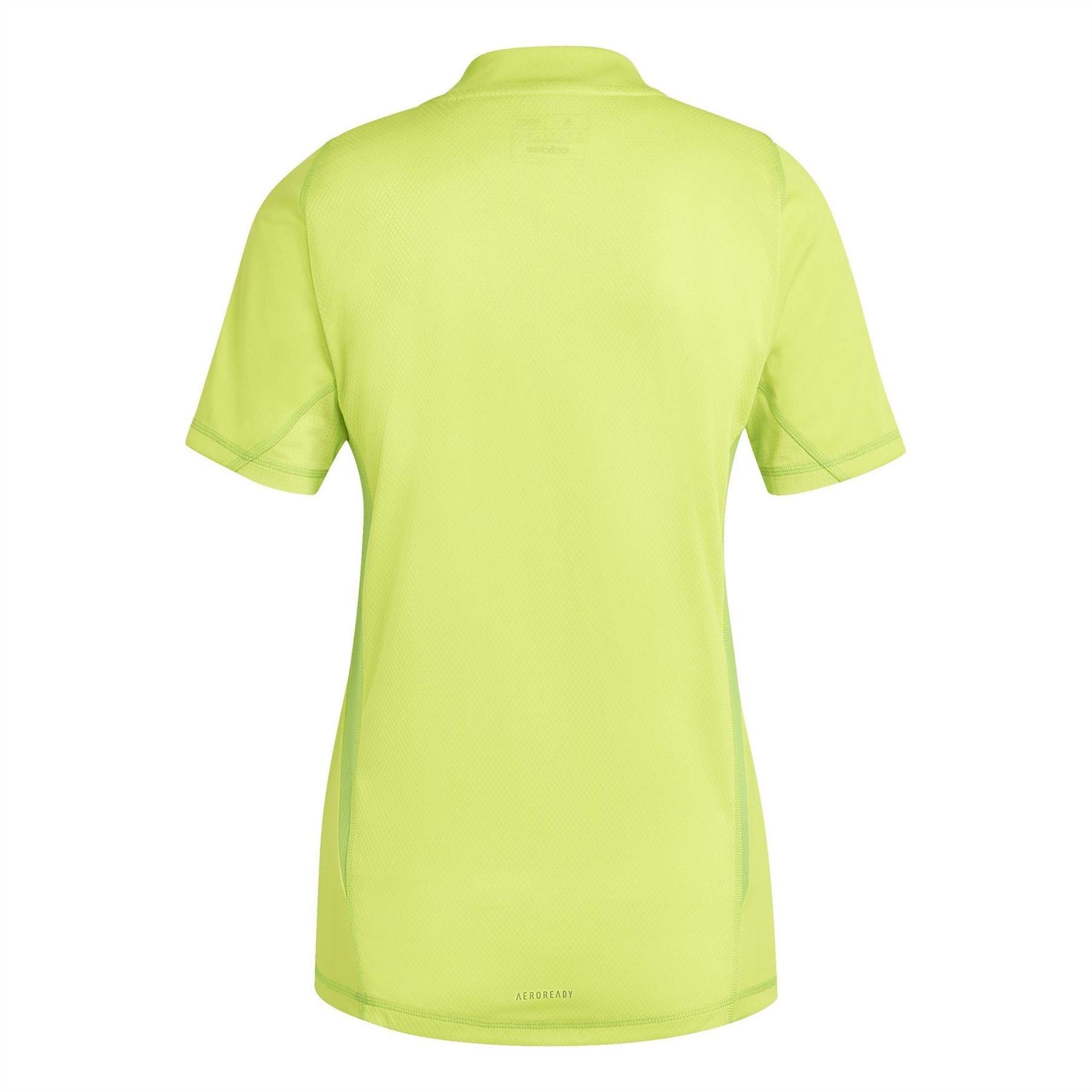 Solar Yellow - Back - Adidas Womens-Ladies V Neck Raglan T-Shirt