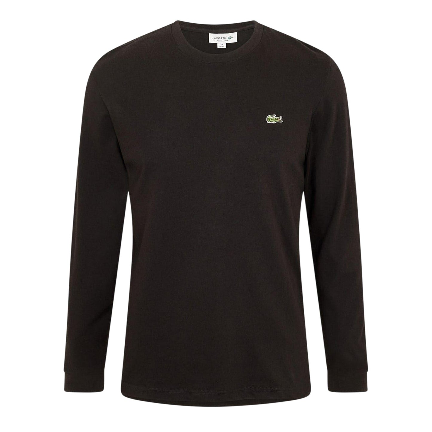 Black - Front - Lacoste Mens Embroidered Logo Jersey Long-Sleeved T-Shirt