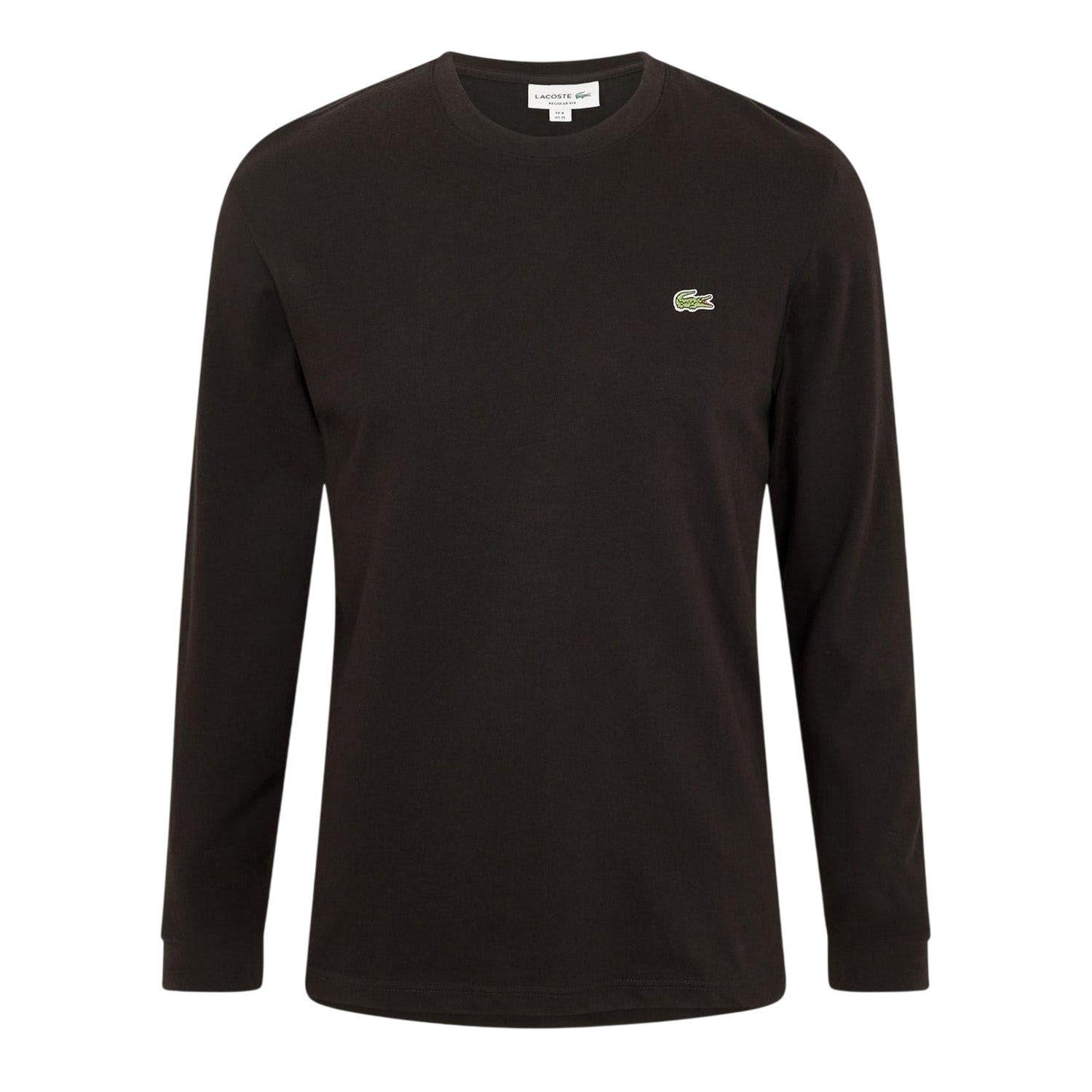 Black - Front - Lacoste Mens Embroidered Logo Jersey Long-Sleeved T-Shirt
