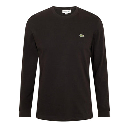 Black - Front - Lacoste Mens Embroidered Logo Jersey Long-Sleeved T-Shirt