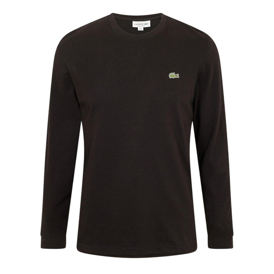 Black - Front - Lacoste Mens Embroidered Logo Jersey Long-Sleeved T-Shirt