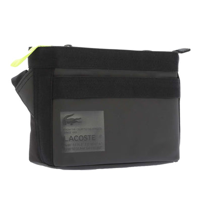 Black - Side - Lacoste Printed Signature Water Repellent Crossbody Bag