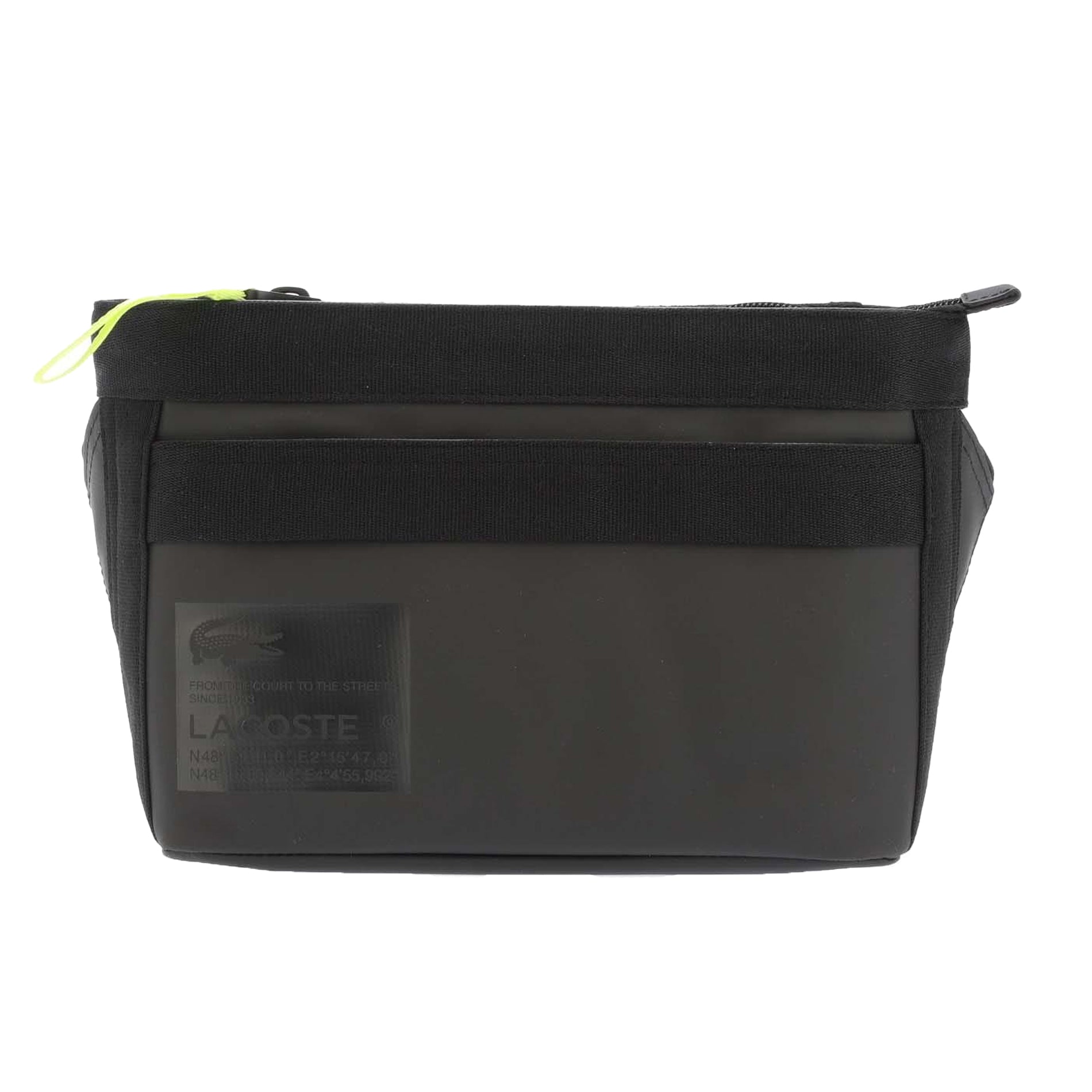 Black - Front - Lacoste Printed Signature Water Repellent Crossbody Bag