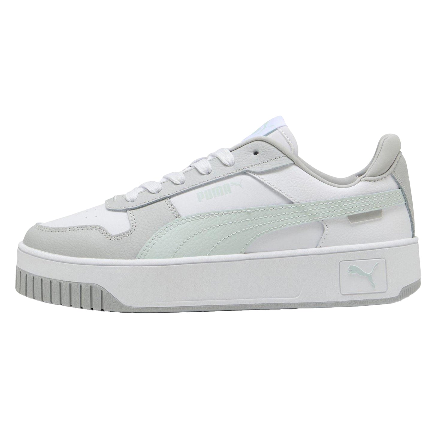White-Blue-Grey - Back - Puma Womens-Ladies Carina Street Leather Platform Trainers