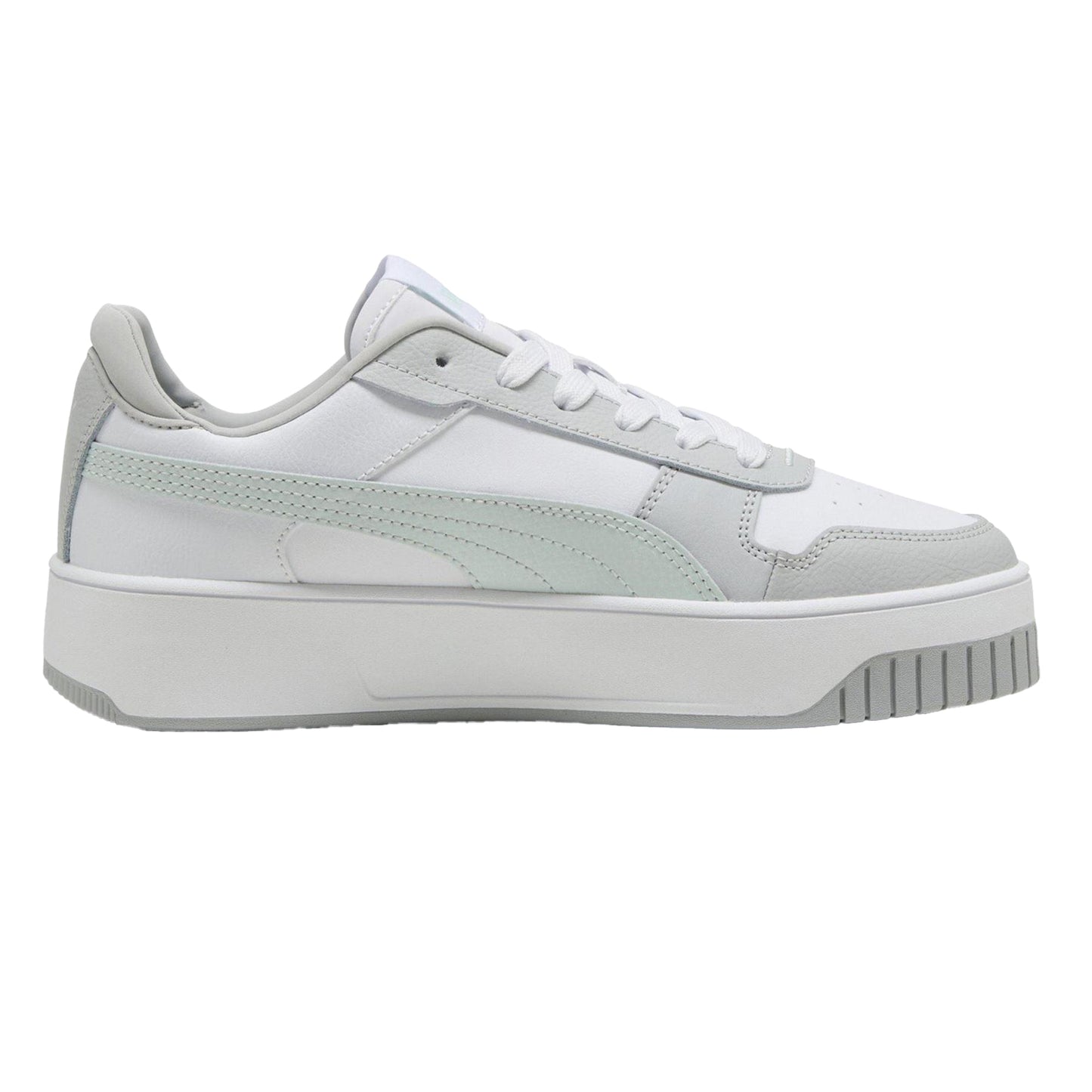 White-Blue-Grey - Front - Puma Womens-Ladies Carina Street Leather Platform Trainers