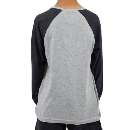 Grey-Charcoal - Back - Brave Soul Boys Raglan Long-Sleeved T-Shirt