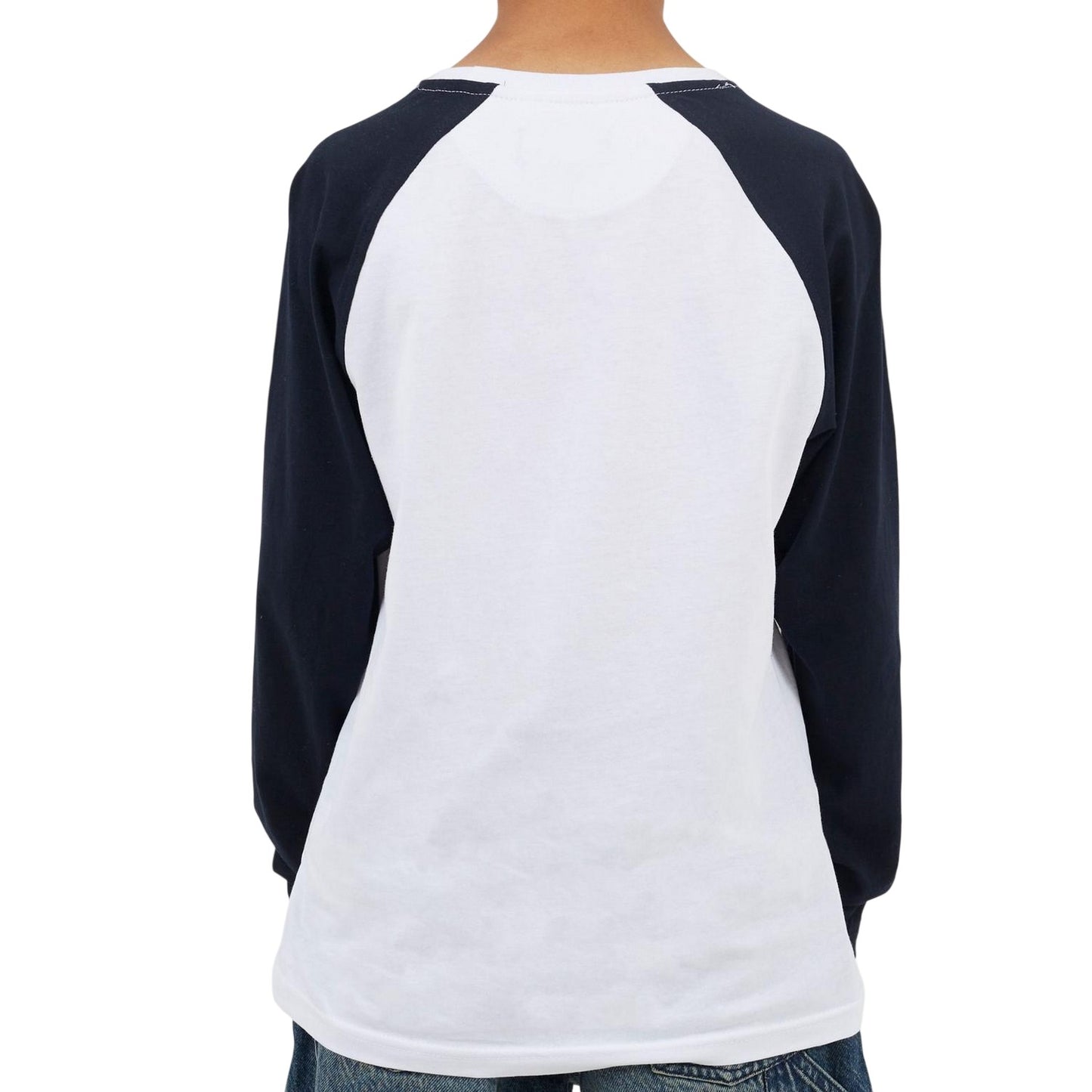 White-Navy - Back - Brave Soul Boys Raglan Long-Sleeved T-Shirt