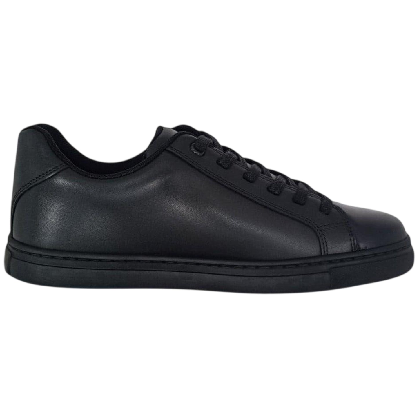Black - Front - Pretty Green Childrens-Kids Latham Leather Trainers