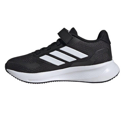 Black-White - Side - Adidas Childrens-Kids 3 Stripes Trainers