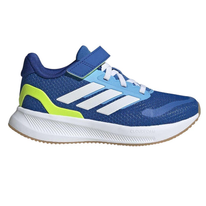 Royal Blue-Lemon - Front - Adidas Childrens-Kids 3 Stripes Trainers