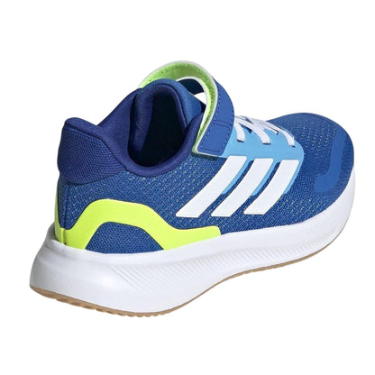 Royal Blue-Lemon - Back - Adidas Childrens-Kids 3 Stripes Trainers