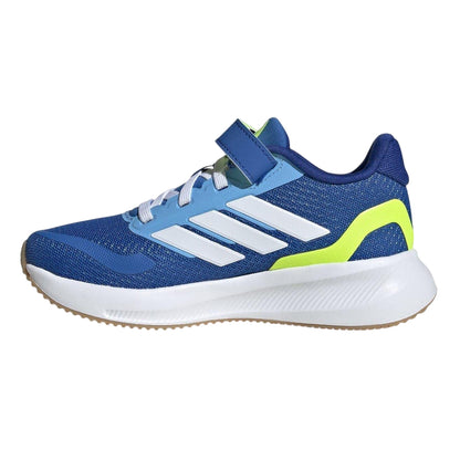Royal Blue-Lemon - Side - Adidas Childrens-Kids 3 Stripes Trainers