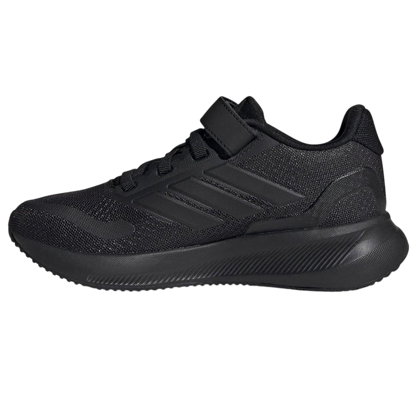 Triple Black - Side - Adidas Childrens-Kids 3 Stripes Trainers
