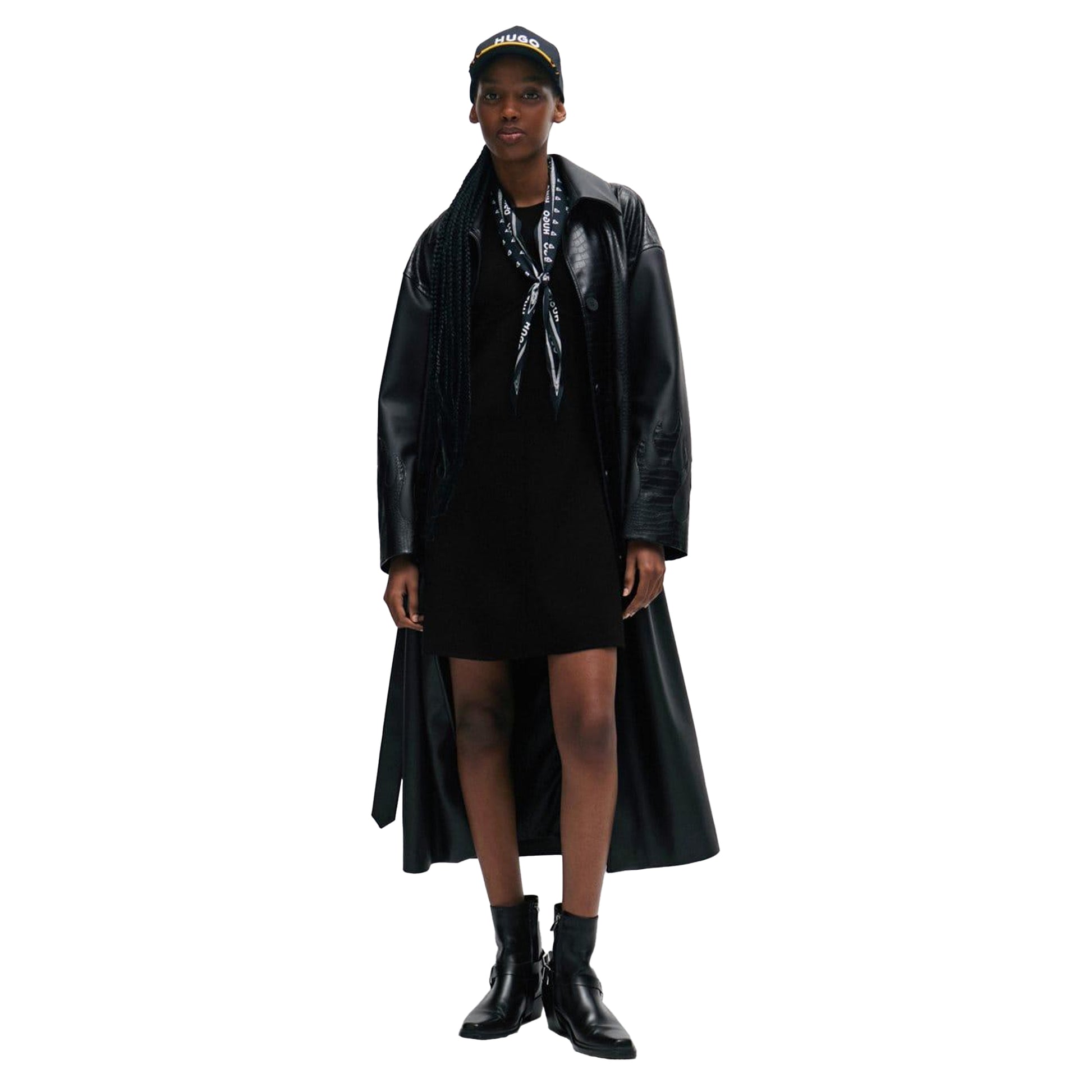 Black - Lifestyle - Hugo Womens-Ladies Sriangla Fitted And Flared Sleeveless Dress