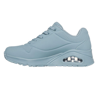 Grey - Back - Skechers Womens-Ladies Uno Stand On Air Pastel Trainers