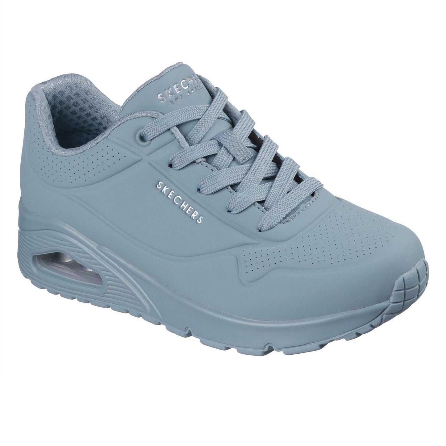 Grey - Side - Skechers Womens-Ladies Uno Stand On Air Pastel Trainers
