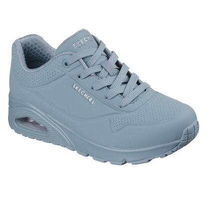 Grey - Side - Skechers Womens-Ladies Uno Stand On Air Pastel Trainers