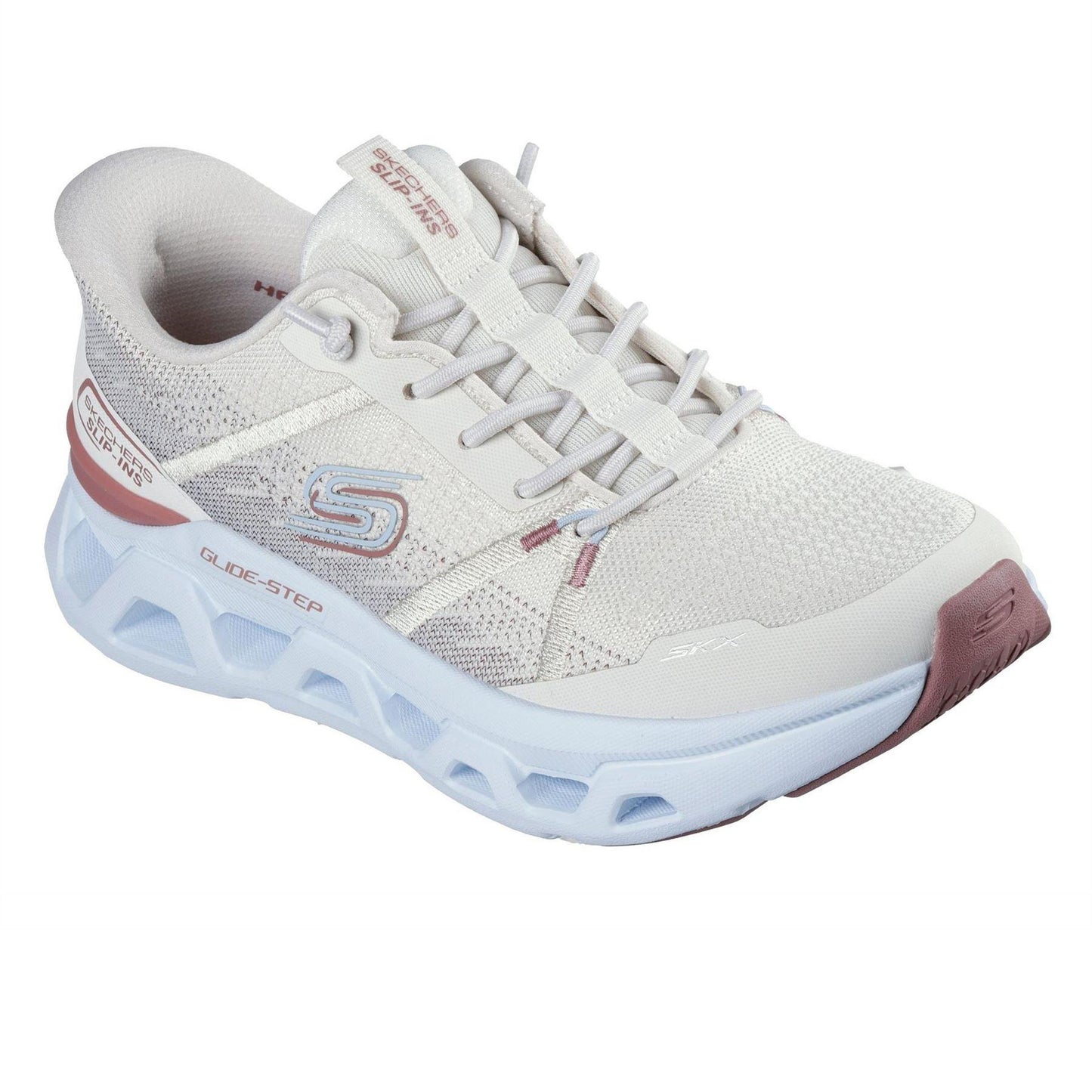 Natural-Blue - Side - Skechers Womens-Ladies Engineered Trainers