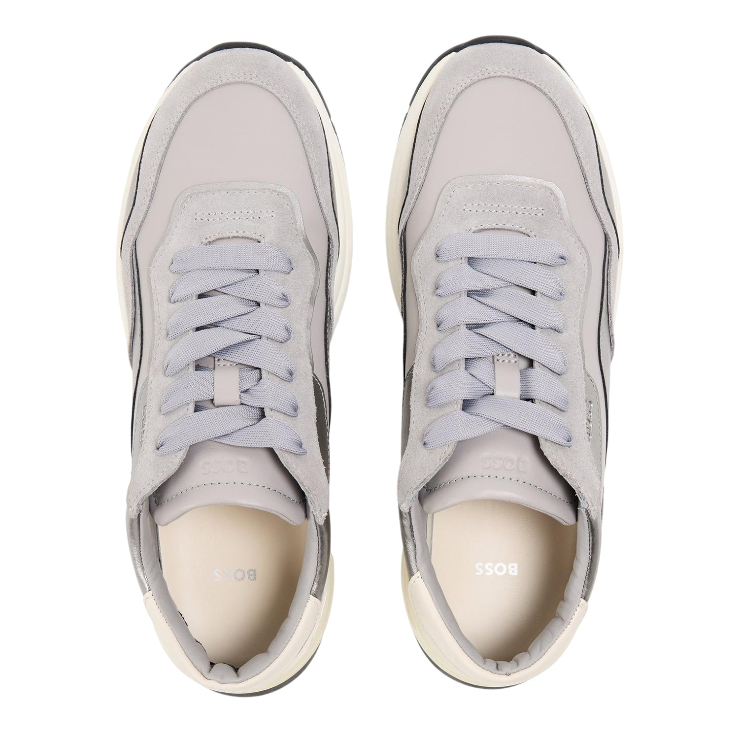 Medium Grey - Side - Boss Womens-Ladies Skylar Leather Trainers