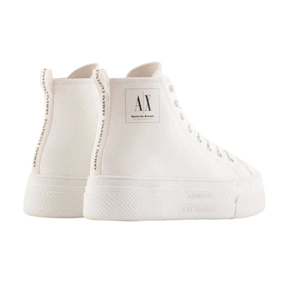 Off White - Back - Armani Exchange Womens-Ladies Leather High Top Trainers