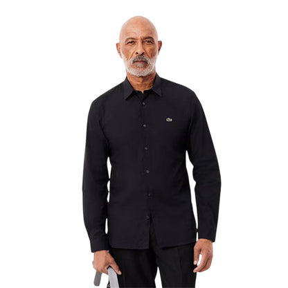 Black - Side - Lacoste Mens Oxford Long-Sleeved Shirt