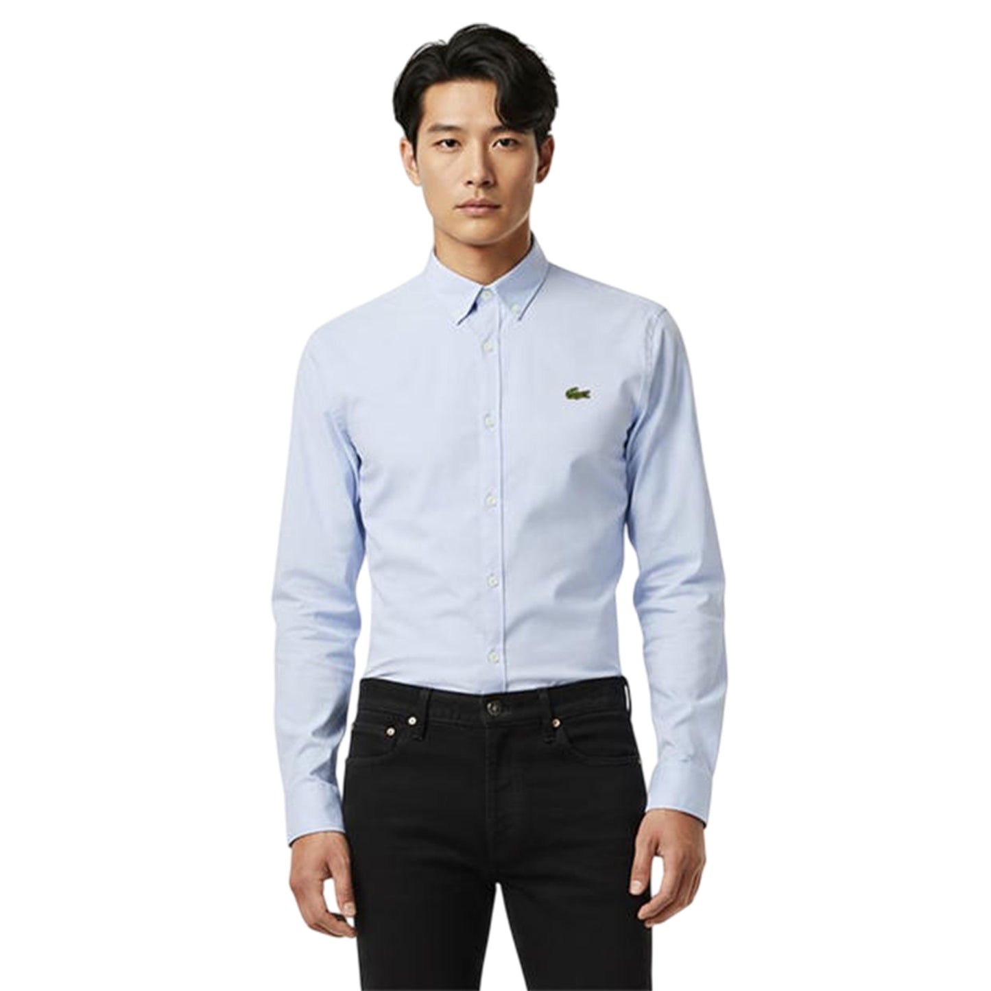 Blue - Side - Lacoste Mens Oxford Long-Sleeved Shirt